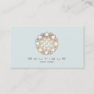 Chique Boutique Wit Lotus Bloem Lichtblauw Visitekaartje