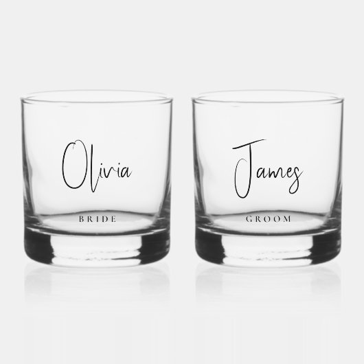 Chique bruid bruidegom bruiloft whisky glas (Voorkant)