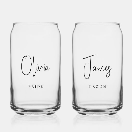 Chique bruid bruidegom script bruiloft blikvorm glas (Voorkant)