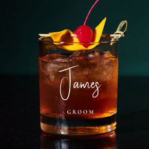 Chique bruidegom gepersonaliseerde bruiloft whisky glas