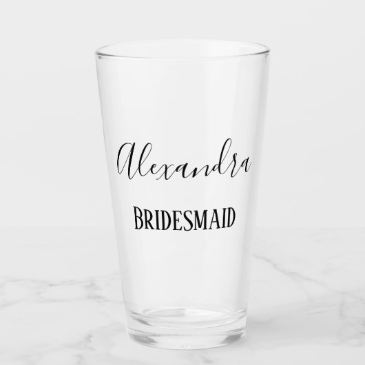 Chique bruidsmeisje elegante tekst glas (Voorkant)