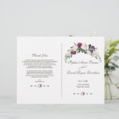 Chique bruidsprogramma met bloemen in bordeauxroze (Staand voorkant)