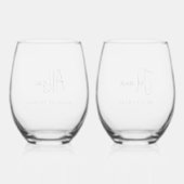 Chique bruiloft bruidsmeisje Maid of Honor Wijnglas Zonder Voet (Achterkant)