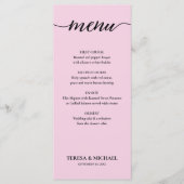 Chique Bruiloft Roze Zwart-wit Eenvoudig bewerkbaa Menu (Voorkant)