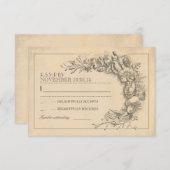 chique bruiloft RSVP met bloemen (Voorkant / Achterkant)