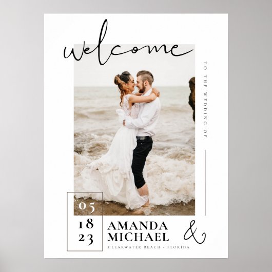 Chique bruiloft welkom teken met foto poster (Voorkant)