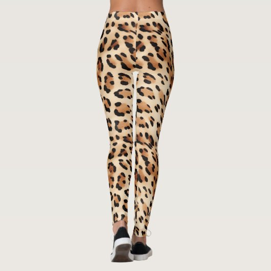 Chique bruin crème luipaard print leggings (Achterkant)