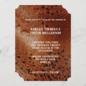 Chique bruin faux lederen bruiloft kaart (Voorkant / Achterkant)