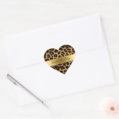 Chique bruin goud luipaard bruiloft hart sticker (Envelop)