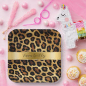 Chique bruin goud luipaard bruiloft papieren bordje (Feest)