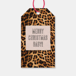 Chique bruin luipaard print cadeaulabel