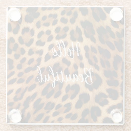 Chique bruin luipaard print glazen onderzetter (Achterkant)