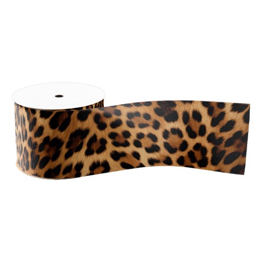 Chique bruin luipaard print grosgrain lint (Spoel)