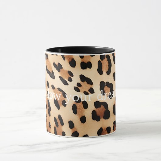 Chique bruin wit luipaard print mok (Midden)