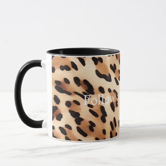 Chique bruin wit luipaard print mok (Links)