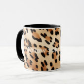 Chique bruin wit luipaard print mok (Voorkant links)