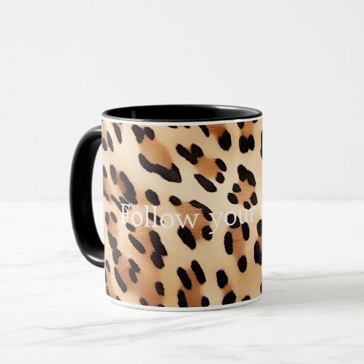 Chique bruin wit luipaard print mok (Voorkant links)
