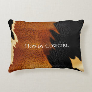 Chique bruin zwart crème Western Koeienhuid Accent Kussen
