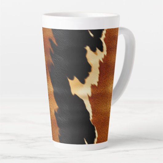 Chique bruin zwart crème Western Koeienhuid Latte Mok (Rechterhoek)