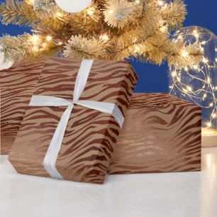 Chique bruine crème zebra print cadeaupapier