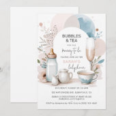 Chique Bubbles & Tea Baby shower Uitnodiging (Voorkant / Achterkant)