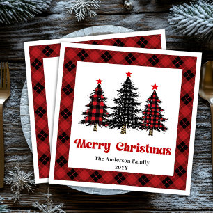 Chique Buffalo Plaid Boom Christmas Servetten