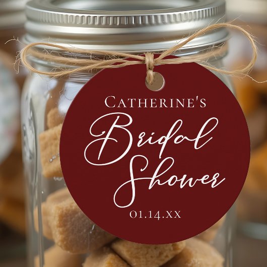 Chique Burgundy Bruiloftsfeest Persoonlijk Feest Bedankjes Labels