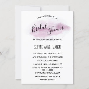 Chique Calligrafie Roze Waterverf Bruidsdouche Kaart