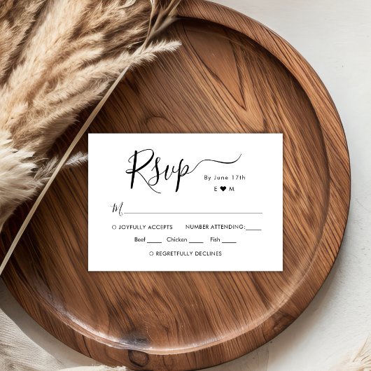 Chique Calligrafie Script Monogram Huwelijk RSVP Kaartje