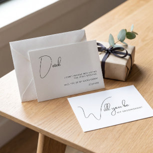 Chique Calligraphy Bruidsjonker Voorstelkaart Bedankkaart