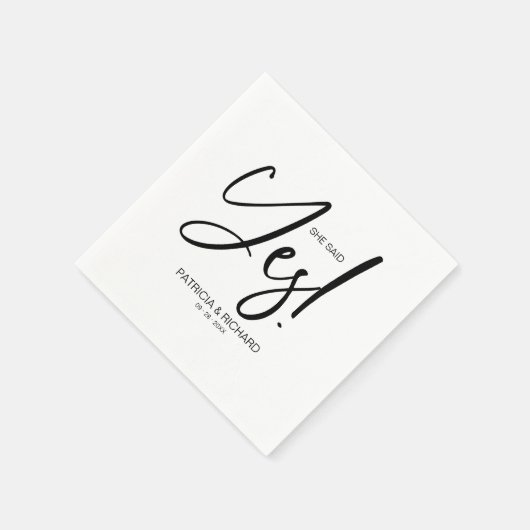 Chique Calligraphy Zij Zei Ja Verloving Feest Servet (Hoek)