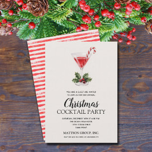 Chique Candy Cane Martini Kerst Cocktail Feest Kaart