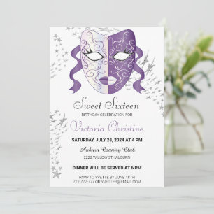 Chique Carnaval Maskerade Verjaardagsuitnodiging Kaart