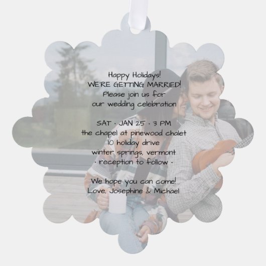 Chique Casual bruiloft uitnodiging kerst ornament (Voorkant)