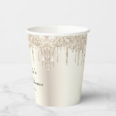 Chique champagne glittersprenkels script bruilofts papieren bekers (Links)