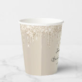 Chique champagne glittersprikkels script bruidsmei papieren bekers (Rechts)