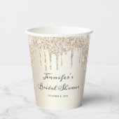 Chique champagne glittersprikkels script bruidsmei papieren bekers (Voorkant)