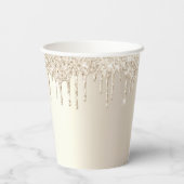 Chique champagne glittersprikkels script bruilofts papieren bekers (Achterkant)