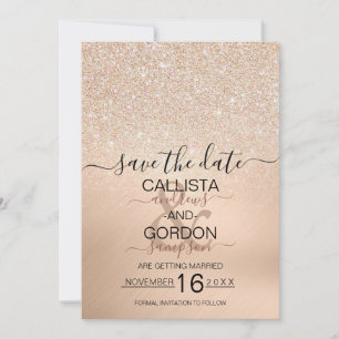 Chique Champagne Goud Glitter Metaalachtige Trouwd Save The Date