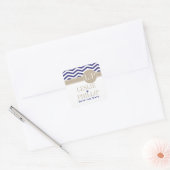 Chique Chevron Monogram | marine Vierkante Sticker (Envelop)
