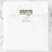 Chique Chevron Monogram | zwart Vierkante Sticker (Tas)