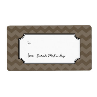 Chique chevron patroon grijs tot aangepaste cadeau etiket