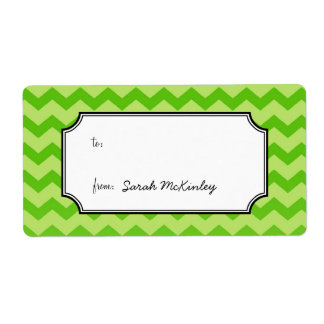 Chique chevron patroon groen tot van custom cadeau etiket