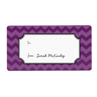 Chique chevron patroon paarse tot van custom cadea etiket