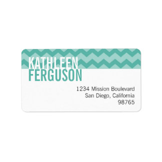 Chique chevron patroon turquoise aangepast retoura etiket
