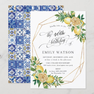 Chique citroen bloemengroen geometrische verjaarda kaart