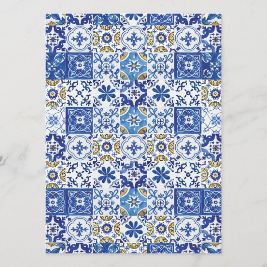 Chique citroenen bloemengroen mozaïek bruiloft men programma (Achterkant)