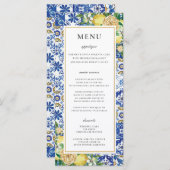 Chique citroenen bloemengroen mozaïek bruiloft men programma (Voorkant / Achterkant)