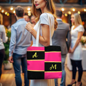 Chique Color Block roze Monogram Draagtas