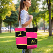 Chique Color Block roze Monogram Draagtas